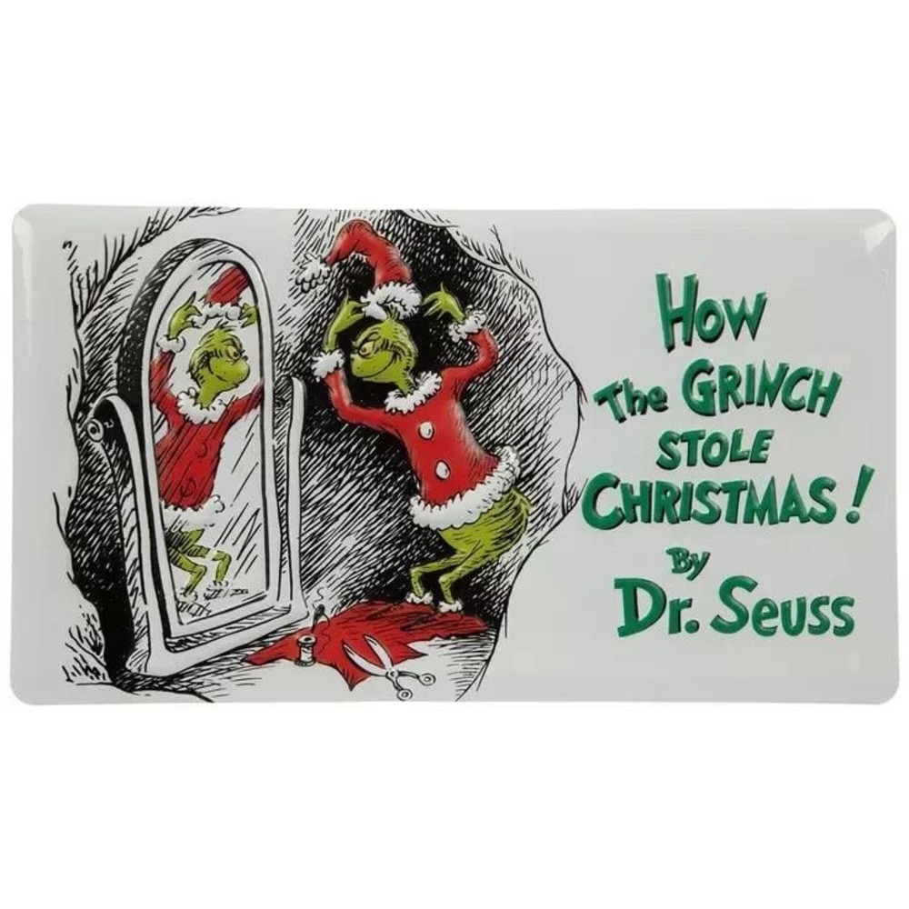 Dr Seuss How The Grinch Stole Christmas Metal Table Top Decor Sign 12x6.75 NEW